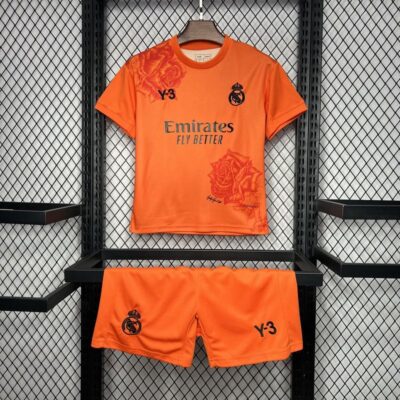 Y3 Real Madrid  24-25 Kids Kits Orange Children Sets Football Jersey - Image 2