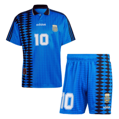 Retro Argentina Nation Jersey #10 Away Soccer Uniform Kids Kit 1994