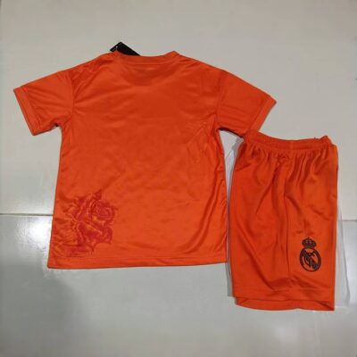 Y3 Real Madrid  24-25 Kids Kits Orange Children Sets Football Jersey - Image 8
