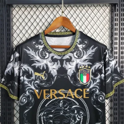 2023 Italy Nation VERSACE Special Edition Black Jersey - Image 7