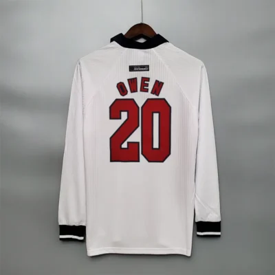 1998 England World Cup Home Retro Jersey Long Sleeve #7 BACKHAM #20 OWEN - Image 9