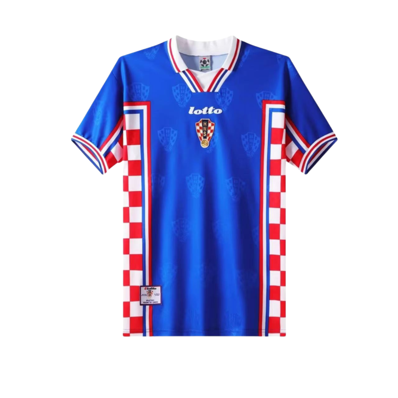 Croatia Nation Retro Men Jersey Away World Cup Blue 1998 - Image 2