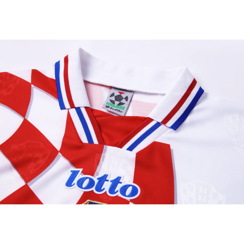 Croatia Nation Retro Men Jersey Home World Cup White 1998 - Image 6
