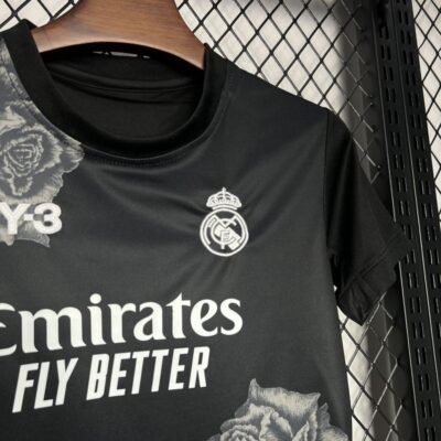 Y3 Real Madrid  24-25 Kids Kits Black Youth Apparels Jersey - Image 4