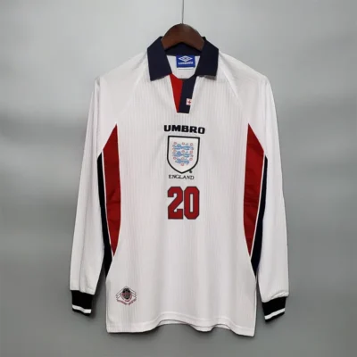 1998 England World Cup Home Retro Jersey Long Sleeve #7 BACKHAM #20 OWEN - Image 12