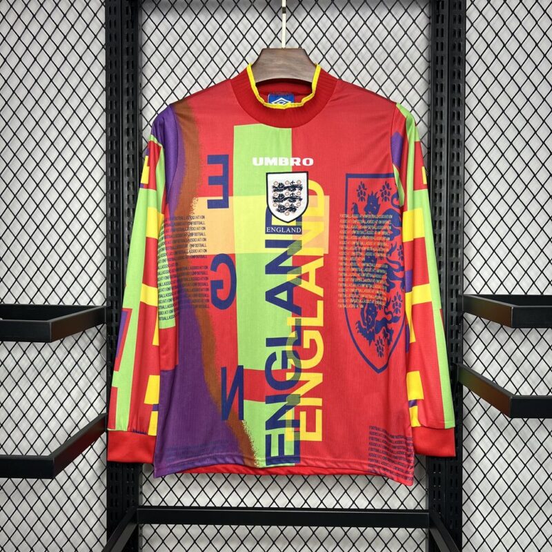 England Nation 95-96 Retro GoalKeeper Long Sleeve Kit Vintage Shirt Soccer Jersey - Image 2