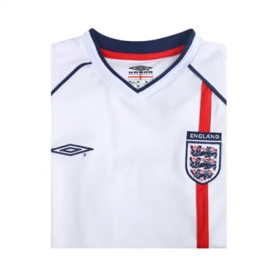 England  World Cup 2002 Retro Soccer Jersey Home - Image 7