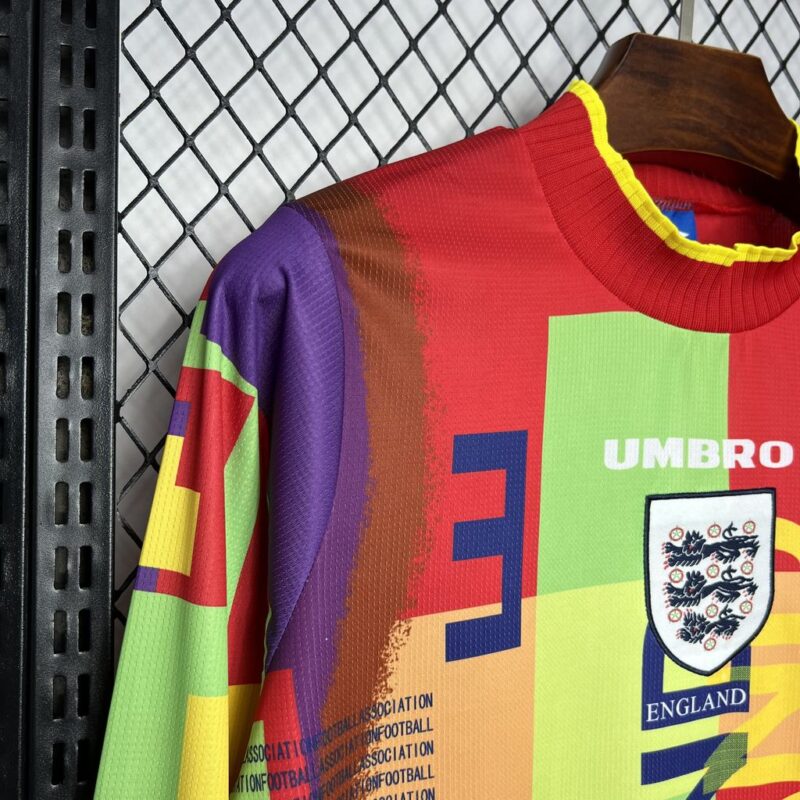 England Nation 95-96 Retro GoalKeeper Long Sleeve Kit Vintage Shirt Soccer Jersey - Image 5