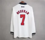 1998 England World Cup Home Retro Jersey Long Sleeve #7 BACKHAM #20 OWEN - Image 3