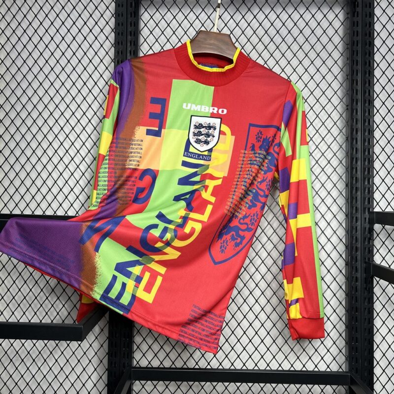 England Nation 95-96 Retro GoalKeeper Long Sleeve Kit Vintage Shirt Soccer Jersey - Image 6