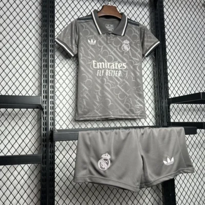 Real Madrid  24-25 Third Away Grey Kids Kits Jersey+Shorts - Image 7