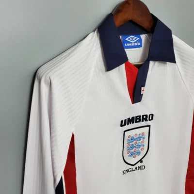 1998 England World Cup Home Retro Jersey Long Sleeve #7 BACKHAM #20 OWEN - Image 8
