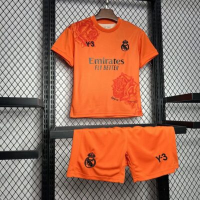 Y3 Real Madrid  24-25 Kids Kits Orange Children Sets Football Jersey - Image 4