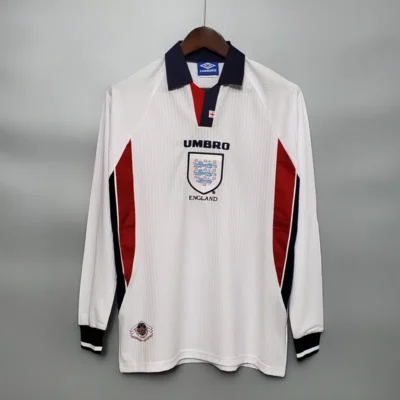 1998 England World Cup Home Retro Jersey Long Sleeve #7 BACKHAM #20 OWEN - Image 11