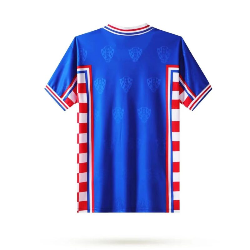 Croatia Nation Retro Men Jersey Away World Cup Blue 1998 - Image 3