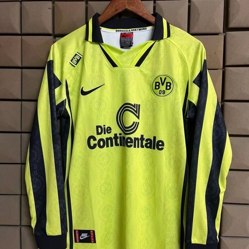 5cb20e8a-74fd-45f7-8a24-be3f3b2e3628 1996 Borussia Dortmund Long Sleeve home retro jersey - Image 1