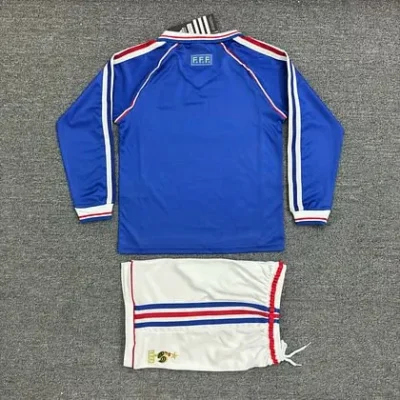 1998 Retro Long Sleeve France Home kids kit jersey - Image 2