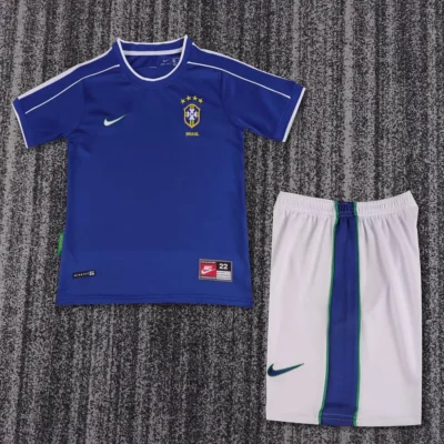 1998 Retro Brazil Away kids kit jersey