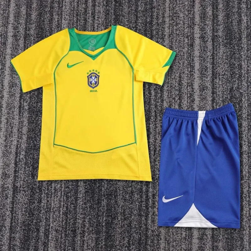 2004 Retro Brazil Home kids kit jersey - Image 1