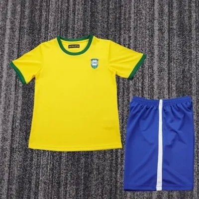 1970 Retro Brazil Home kids kit jersey