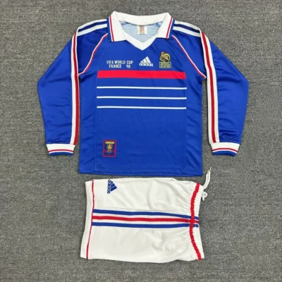 1998 Retro Long Sleeve France Home kids kit jersey