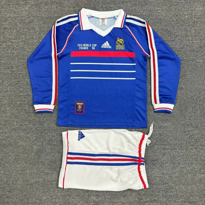 1998 Retro Long Sleeve France Home kids kit jersey - Image 1