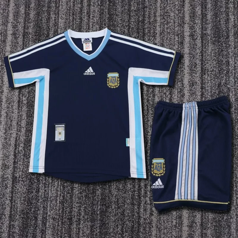 54624e006b3bb430821e6f9bf031ae49 1998 Retro Argentina Away kids kit jersey - Image 1