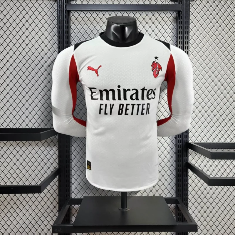 67f0959633f99ecfb4fe91216b61927c 2025/2026 Player Version Long Sleeve AC Milan Away jersey - Image 1
