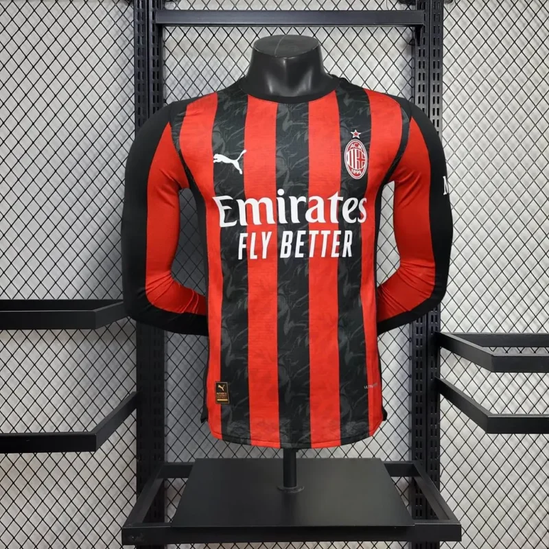 7f8d4eac8617c4a416fef949a4070792 2025/2026 Player Version Long Sleeve AC Milan Home jersey - Image 1