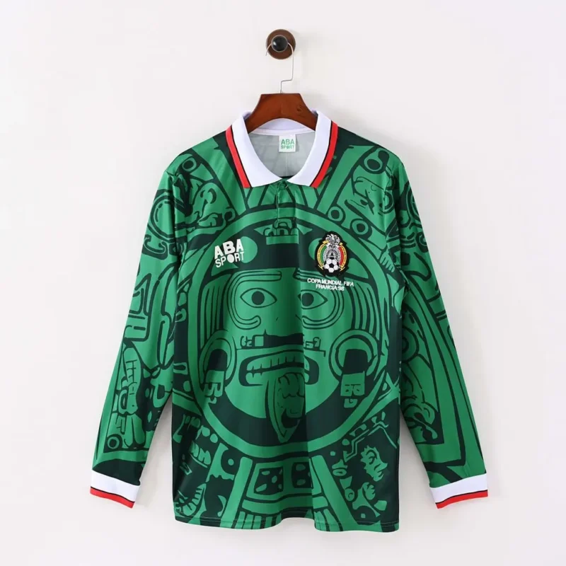 85a03611c829bdf8cc160480b6d05315 1998 Retro Long Sleeve Mexico Home jersey - Image 1