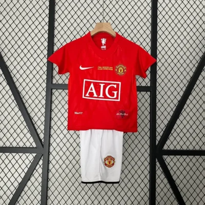 2007/2008 Retro Manchester United Home Champions League Final kids kit jersey