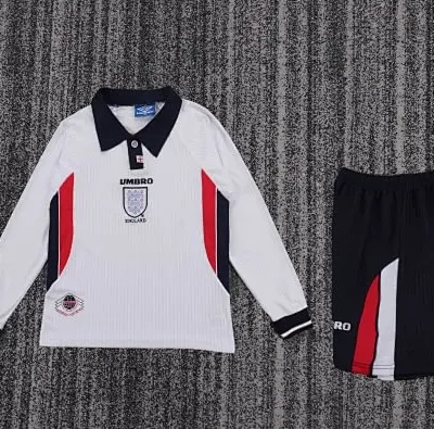 1998 Retro Long Sleeve England Home kids kit jersey