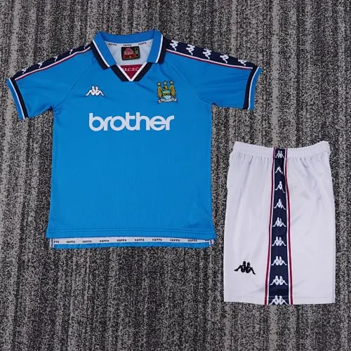 be2e8bb58738445d95bd7e816562ec0b 1997/1998 Retro Manchester City Home kids kit jersey - Image 1