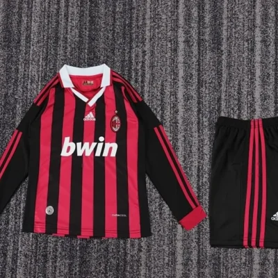 2009/2010 Retro Long Sleeve AC Milan Home kids kit jersey