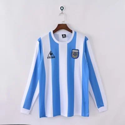 1986 Retro Long Sleeve Argentina Home jersey