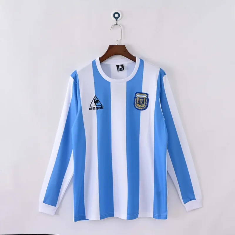 ca458d47a172ff941cc697356bef9492 1986 Retro Long Sleeve Argentina Home jersey - Image 1