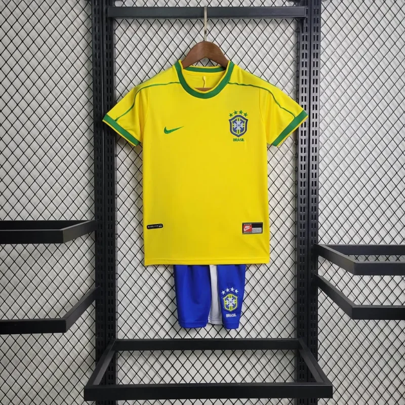 1998 Retro Brazil Home kids kit jersey - Image 1