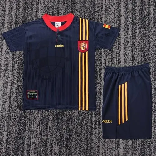 e6599f051ef9ada573c1e07ebd8a70d2 1996 Retro Spain Away kids kit jersey - Image 1
