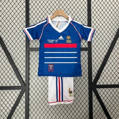 1998 Retro France Home kids kit jersey