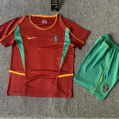 2002 Retro Portugal Home kids kit jersey