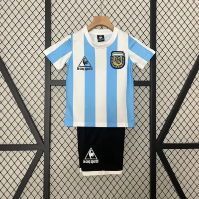 1986 Retro Argentina Home kids kit jersey
