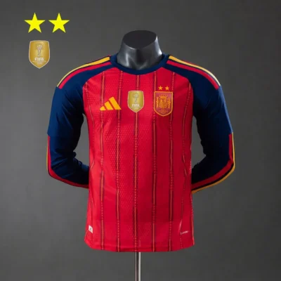(2-Sterne) 2026 Long Sleeve Player Version Spain Home World Cup Football jersey