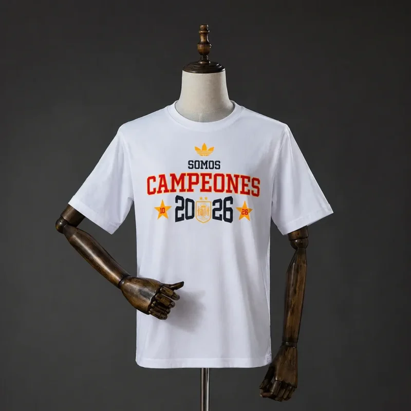 392b630e6d10f8445d7f37aefb0ca6e0 2026 Spain "We Are Champions" T-Shirt White - Image 1