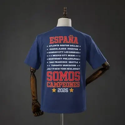 2026 Spain "We Are Champions" T-Shirt Blue - Image 2