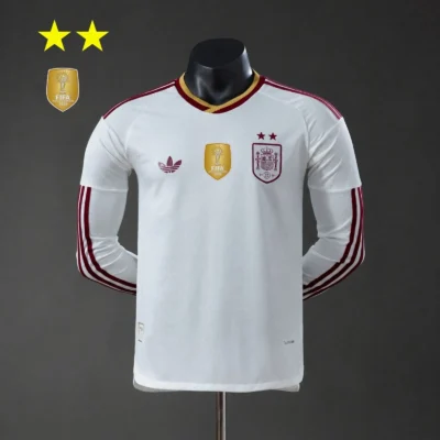(2-Sterne) 2026 Long Sleeve Player Version Spain Away World Cup Football jersey