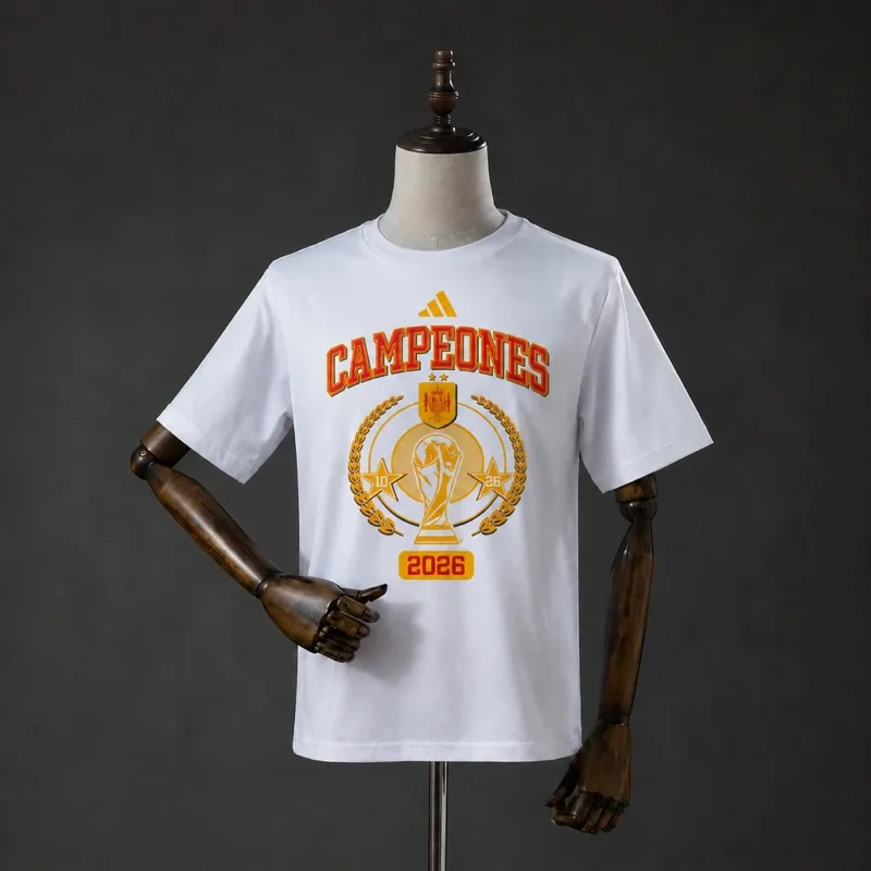 db473c658c2bdf5d3d3509622dcc9fcd 2026 Spain "We Are Champions" T-Shirt White - Image 1